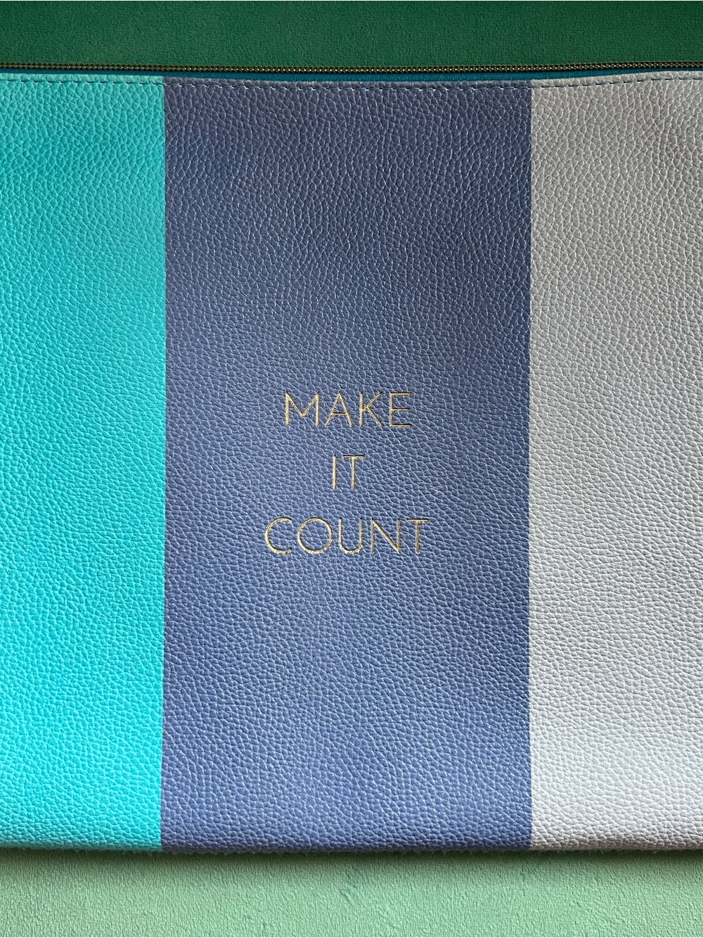 Make It Count Striped Decorative Computer Bag- Blue, Teal, Gray